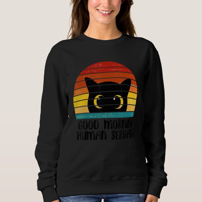 Retro Good Morning Human Servant Matching Black Ca T Shirt (Framsida)
