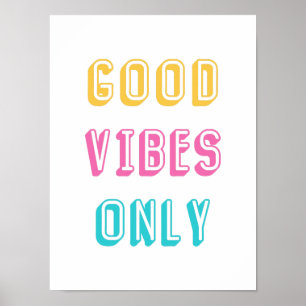 Retro Good Vibes Endast färglös typografi Poster