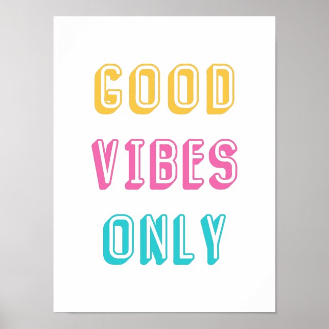 Retro Good Vibes Endast färglös typografi Poster (Framsidan)
