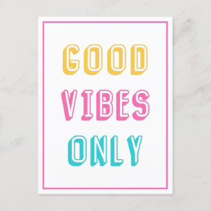 Retro Good Vibes Endast färglös typografi Vykort