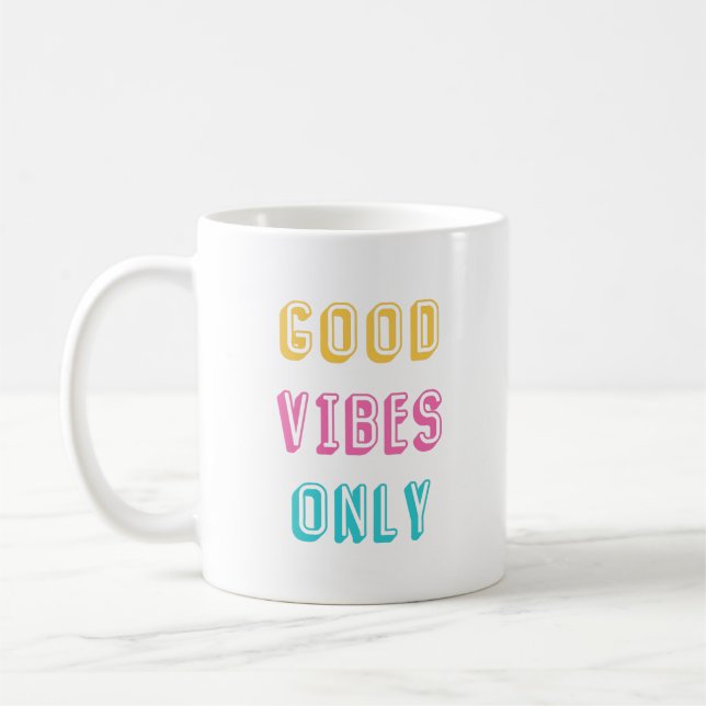 Retro Good Vibes Endast färgstark typografi Kaffemugg (Vänster)