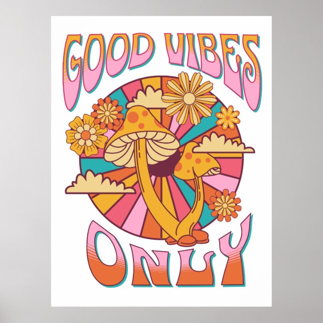 Retro Good Vibes Endast svamp Poster (Framsidan)