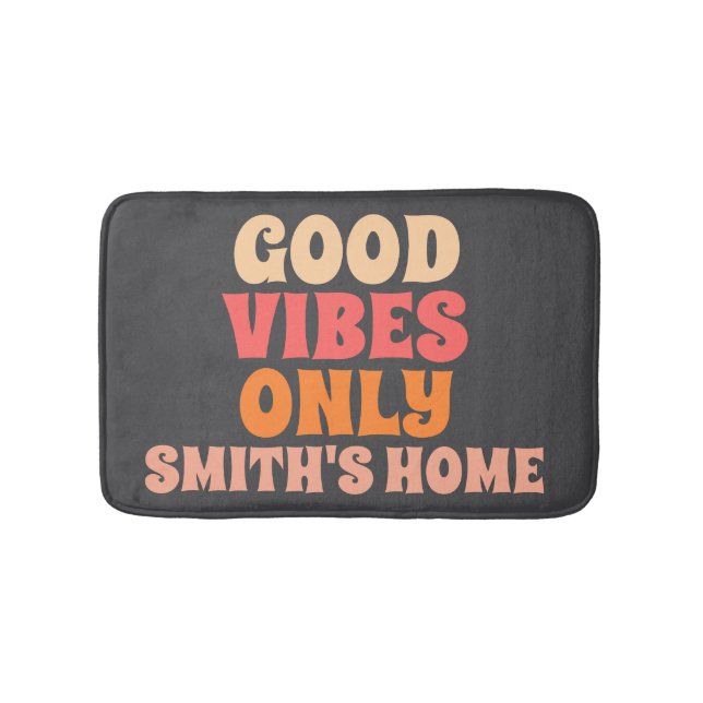 Retro Good Vibes Only Anpassa Namn Badrumsmatta (Framsidan)