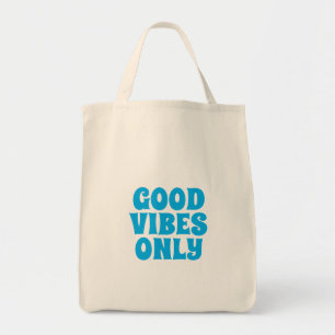 Retro Good Vibes Only-handväskan Aesthetic Blå Tygkasse