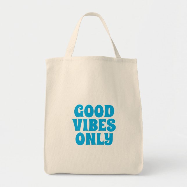 Retro Good Vibes Only-handväskan Aesthetic Blå  Tygkasse (Framsidan)