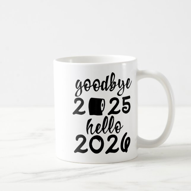 Retro Goodbye 2025 Hello 2026 Happy New Year Party Kaffemugg (Höger)