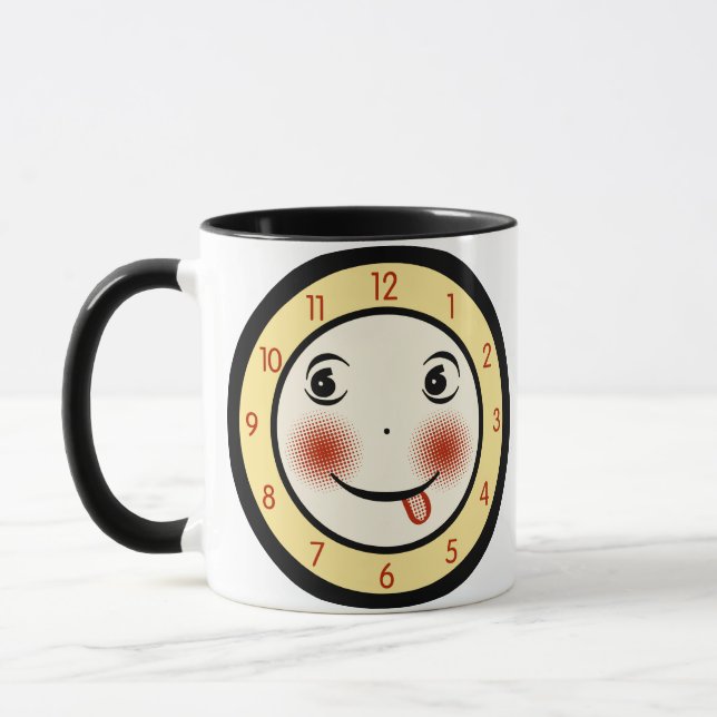 Retro Goofy Clock Ansikte Mugg (Vänster)