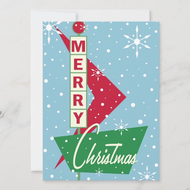 Retro Googie signerar julfest Inbjudningar (Framsida)