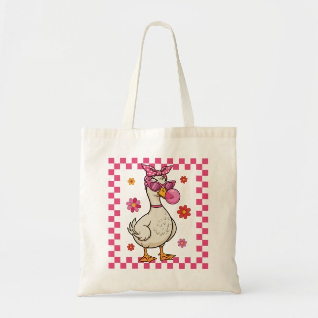 Retro Goose med solglasögon och Bubblegum Tygkasse (Framsidan)