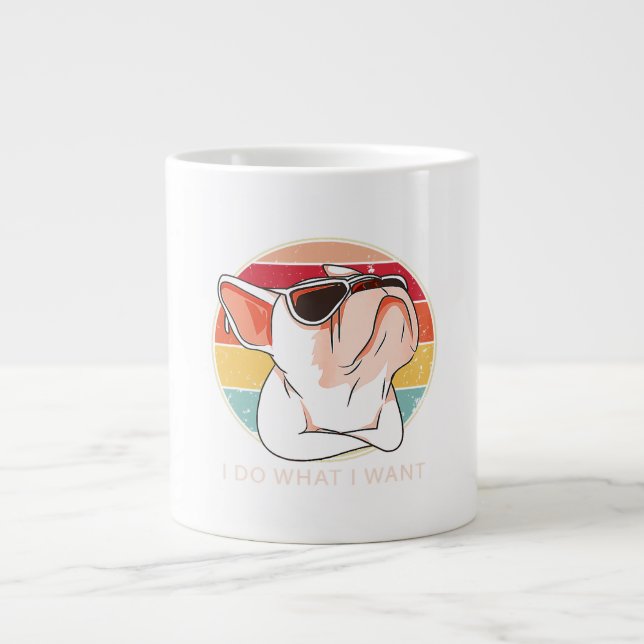 Retro gör vad jag vill ha Fransk Bulldog Funny Jumbo Mugg (Framsidan)