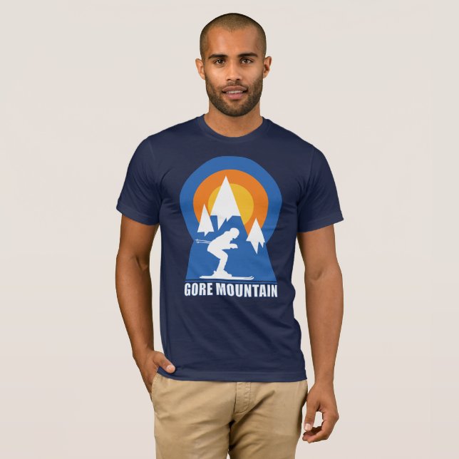 Retro Gore Mountain Ski Sunset T-Shirt (Hel framsida)