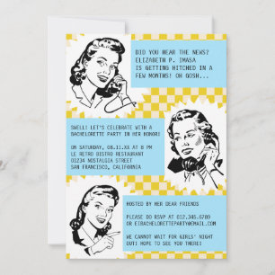 Retro Gossip Gals Bachelorette-partiets inbjudning Inbjudningar