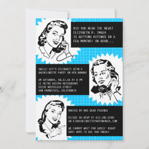 Retro Gossip Gals Bachelorette-partiets inbjudning Inbjudningar