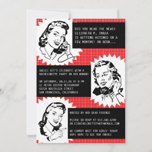 Retro Gossip Gals Bachelorette-partiets inbjudning Inbjudningar