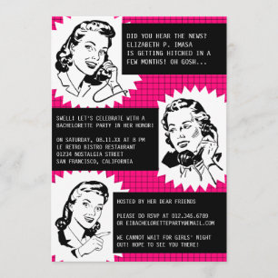 Retro Gossip Gals Bachelorette-partiets inbjudning Inbjudningar