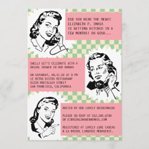Retro Gossip Gals Inbjudningskort för möhippa