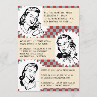 Retro Gossip Gals Inbjudningskort för möhippa