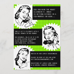 Retro Gossip Gals Inbjudningskort för möhippa