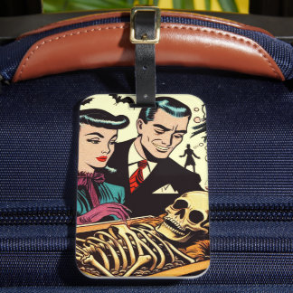 Retro Goth-par Tecknader Bagagebricka