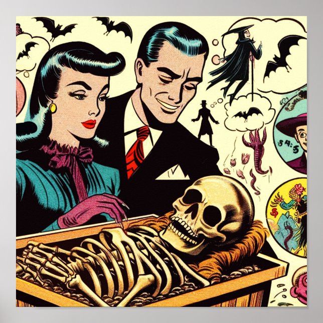 Retro Goth-par Tecknader Poster (Framsidan)