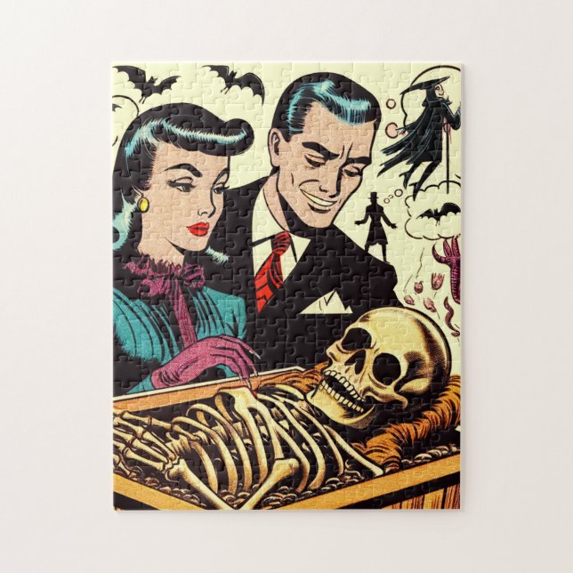 Retro Goth-par Tecknader Pussel (Vertikal)