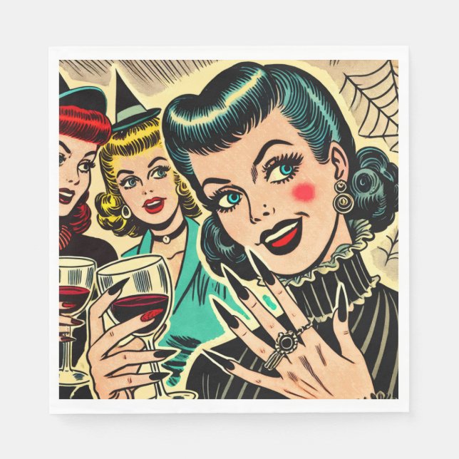 Retro Gothic Halloween Girls Tecknader Pappersservett (Framsidan)