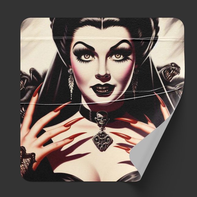 Retro Gothic Woman Fyrkantigt Klistermärke (Skapare uppladdad)