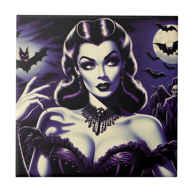 Retro Gothic Woman Kakelplatta (Framsidan)