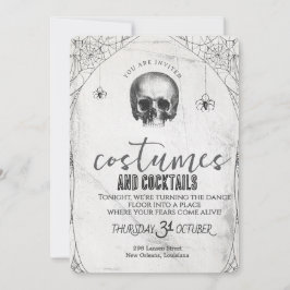 Retro gotisk skalle dans Halloween-fest Inbjudningar