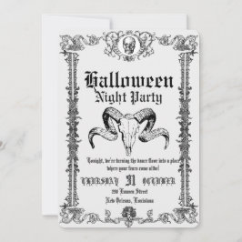 Retro gotisk skalle dans Halloween-fest Inbjudningar