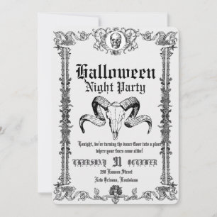 Retro gotisk skalle dans Halloween-fest Inbjudningar