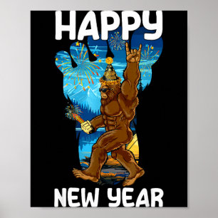 Retro Gott Nytt År 2026 Bigfoot-älskare Nyår Poster