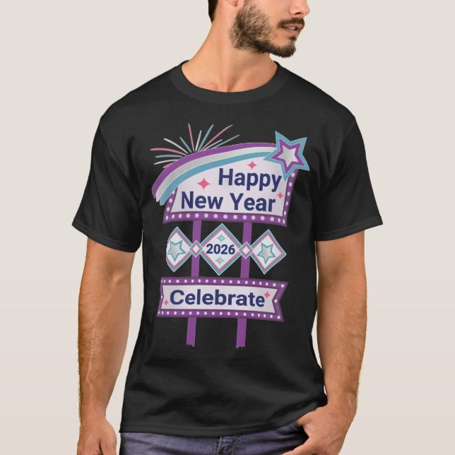 Retro Gott nytt år-tecken - Firande Marquee T Shirt (Framsida)
