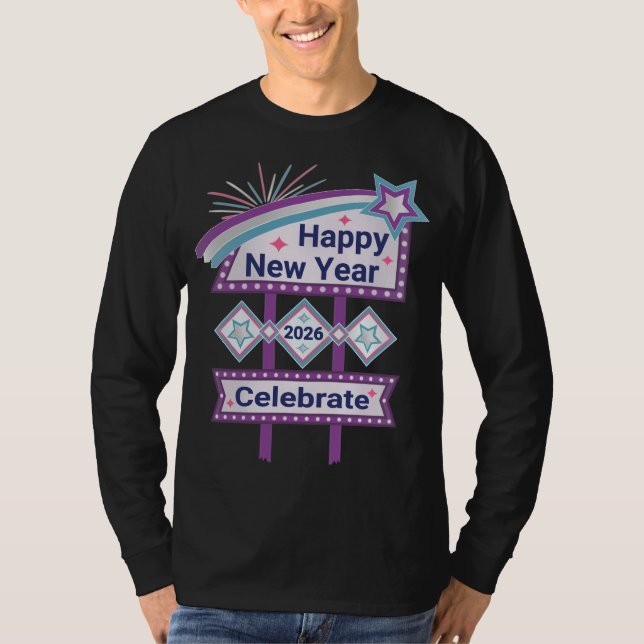 Retro Gott nytt år-tecken - Firande Marquee T Shirt (Framsida)