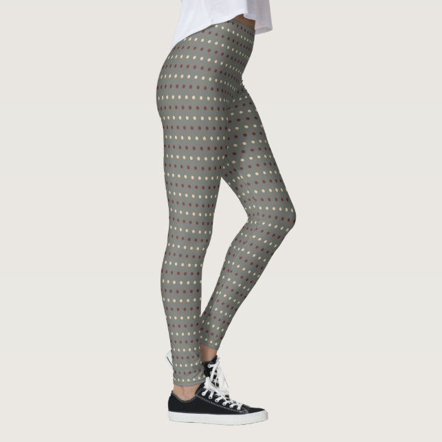 Retro Grå Prickar Stil  Leggings (Höger)