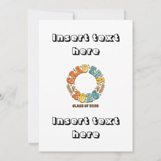 Retro Grad Class of 2026 Groovy Graduation Party Inbjudningar