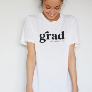 Retro grad coola, enkel svart vit studenten t shirt