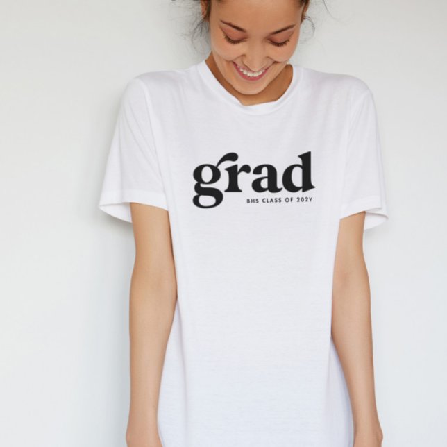 Retro grad coola, enkel svart vit studenten t shirt (Skapare uppladdad)