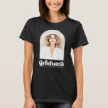 Retro grad student graduation photo arch t shirt<br><div class="desc">T-shirt with white text "Graduate" in a fun,  retro style font with the school name and year below. Add your custom photo.</div>