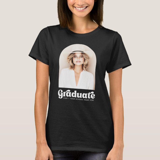 Retro grad student graduation photo arch t shirt (Framsida)