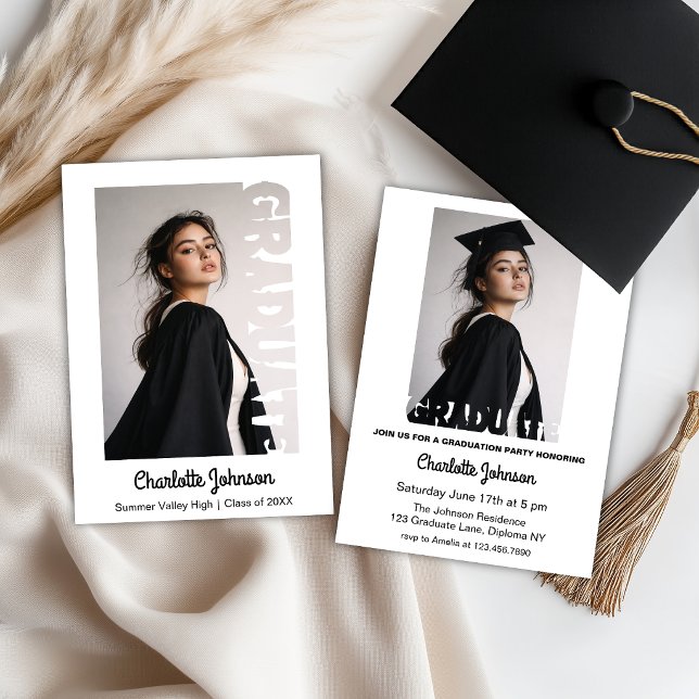 Retro Grad Typography Invitation Announcement Card Meddelande (Skapare uppladdad)