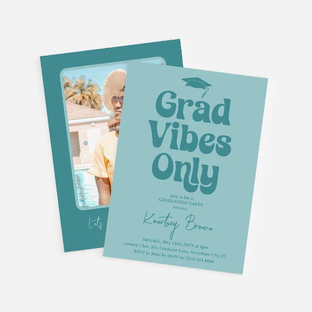 Retro Grad Vibes Only Examenfest Inbjudningar (Skapare uppladdad)