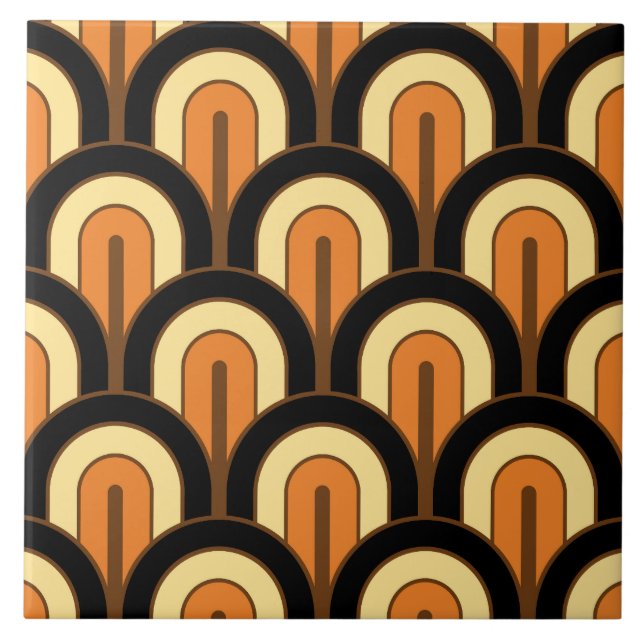 Retro Gradated Geometric Fan Pattern Kakelplatta (Framsidan)