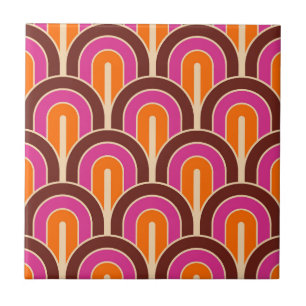 Retro Gradated Geometric Fläkt Mönster Kakelplatta