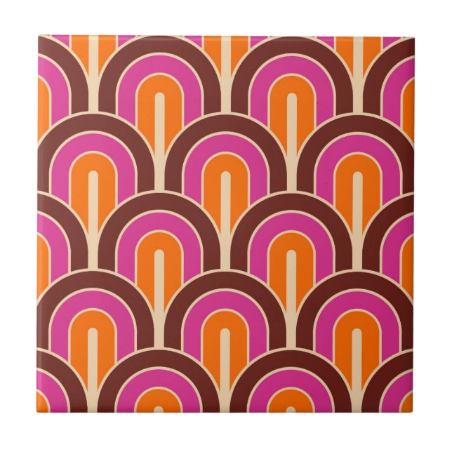Retro Gradated Geometric Fläkt Mönster Kakelplatta (Framsidan)
