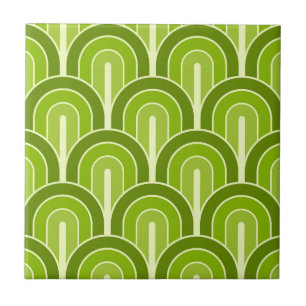 Retro Gradated Geometric Fläkt Mönster Kakelplatta