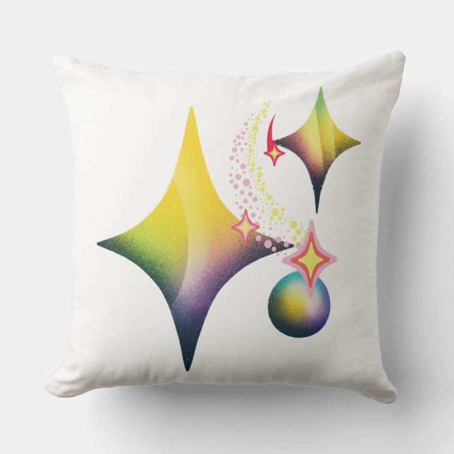 Retro Gradient Glitter Kosmisk Vektor Kudde (Framsida)