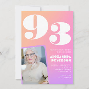 Retro Gradient Rosa 93-årsdag Inbjudningar