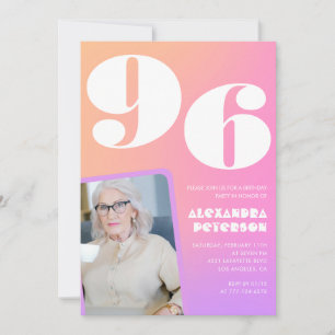 Retro Gradient Rosa 96-årsdag Inbjudningar