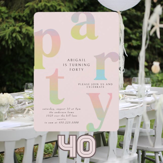 Retro Gradient Woman-Födelsedagsfest Inbjudningar (Skapare uppladdad)